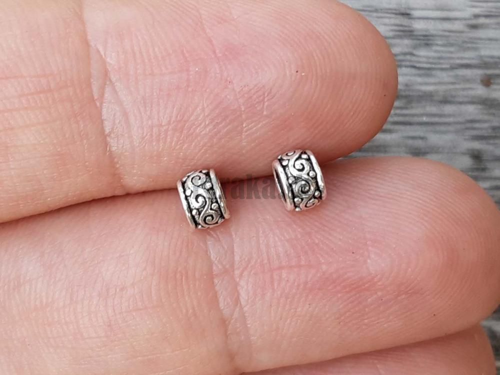Korlka rondelka 5mm Ag925 starostrieborn so vzorom