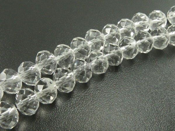 Korálky sklenené 8x6mm rondelky číre crystal šnúra