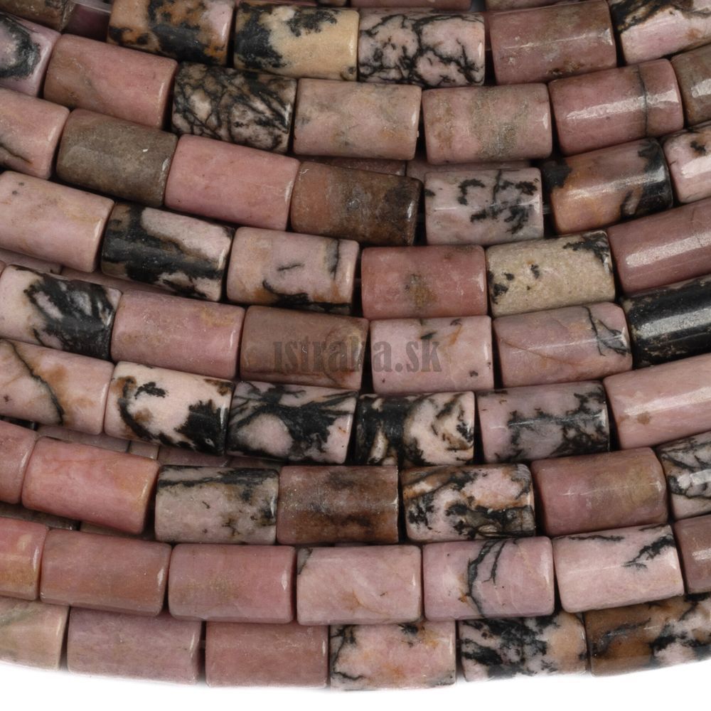 Rodonit mix farieb korálky 5x8mm trubičky šnúra Rodonit mix farieb korálky 5x8mm trubičky šnúra