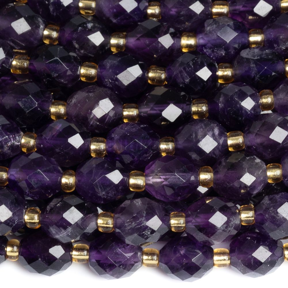 Ametyst korálky 7x8mm olivy brúsené polšnúra Ametyst korálky 7x8mm olivy brúsené polšnúra