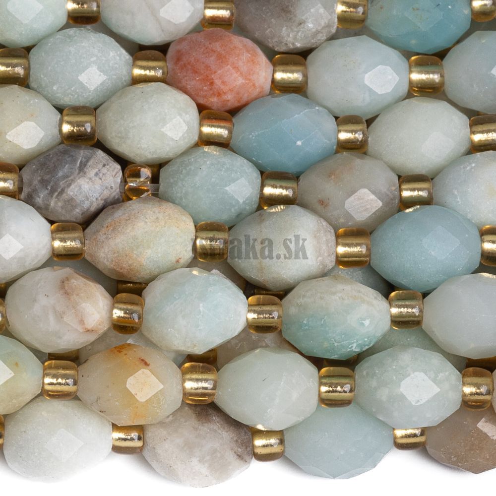 Amazonit korálky 6x8mm olivy brúsené polšnúra Amazonit korálky 6x8mm olivy brúsené polšnúra