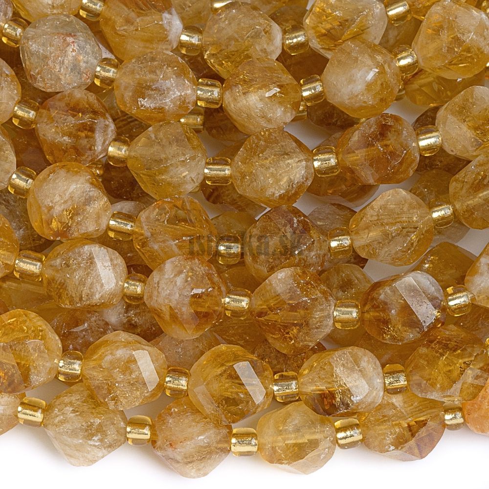 Citrín korálky 8mm twist výbrus polšnúra Citrín korálky 8mm twist výbrus polšnúra