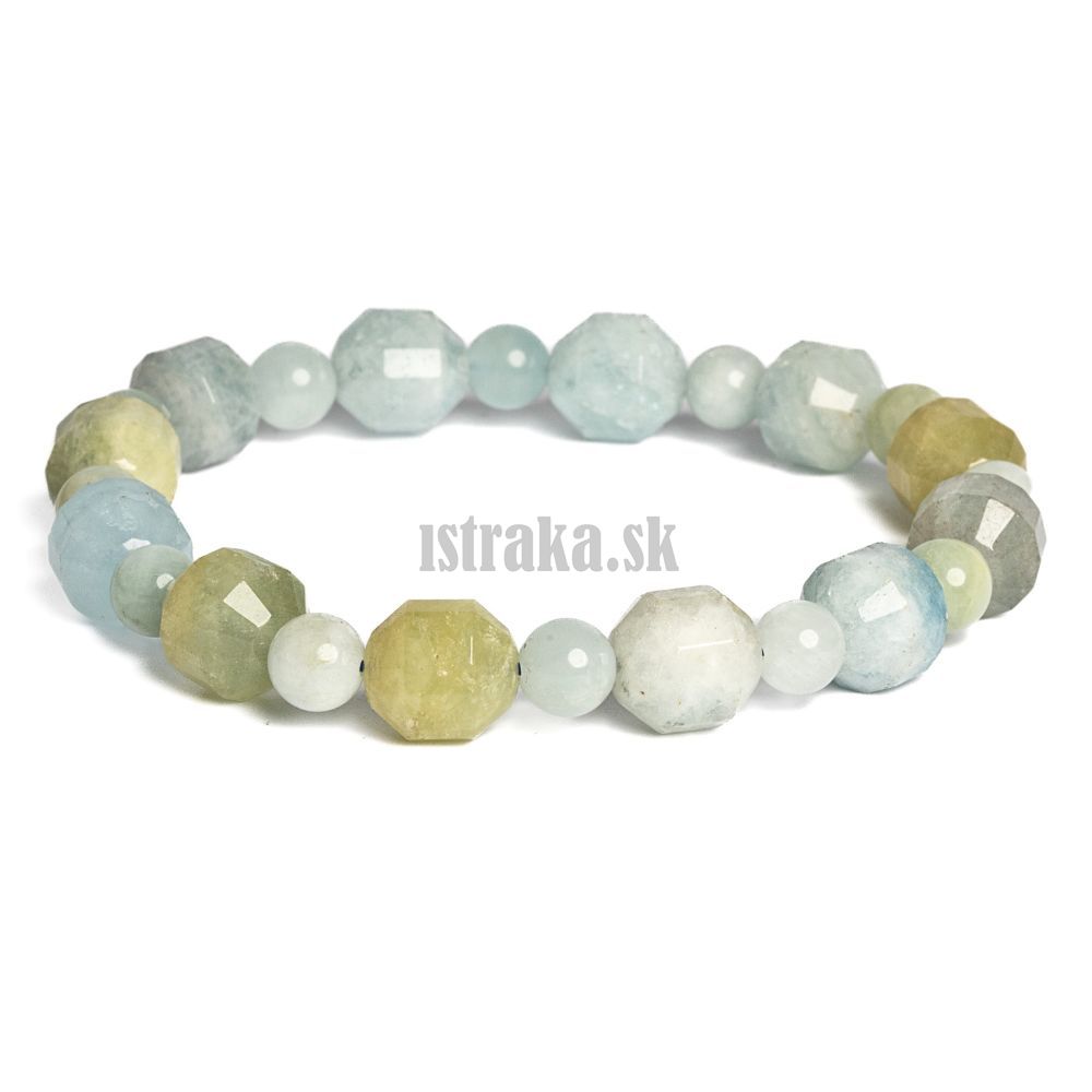 Náramok akvamarín mix farieb 10mm súdky Náramok akvamarín mix farieb 10mm súdky