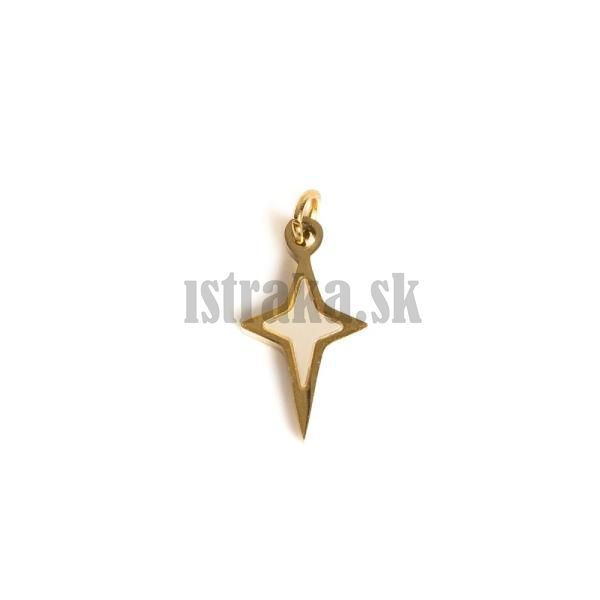Prvesok hviezda s perleou 11x6mm zlat nerez