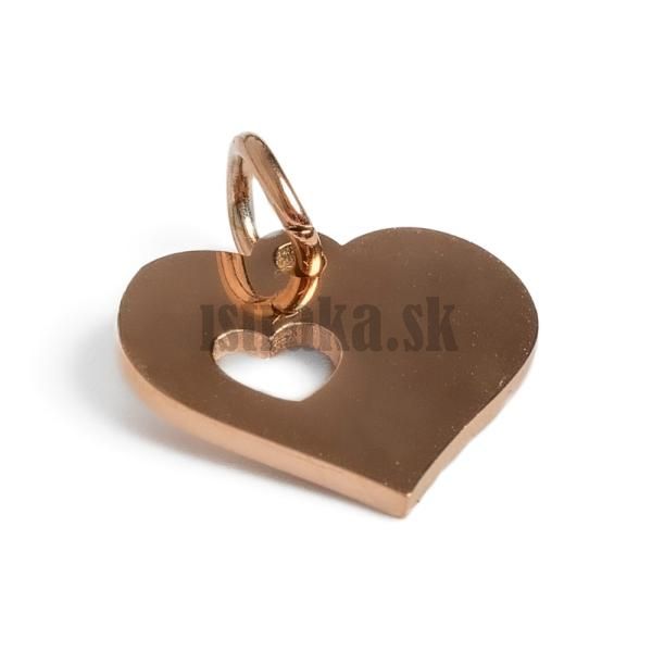 Prvesok srdce so srdiekom 12x12mm ruov zlato nerez