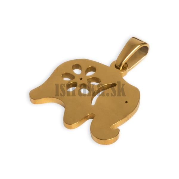 Prvesok slon so lupou 17x18mm zlat nerez