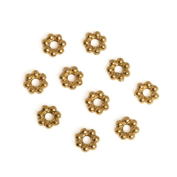 Kor�lka kvetinka  4mm nerez zlat� 10ks (ion plating)