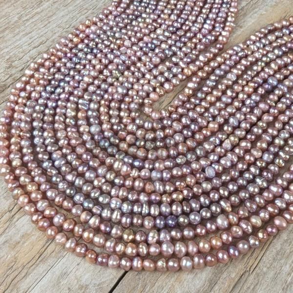Perly riene korlky 4-4,5mm fialov (prrodn farba) nra