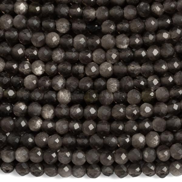 Obsidin strieborn korlky 3mm brsen nra