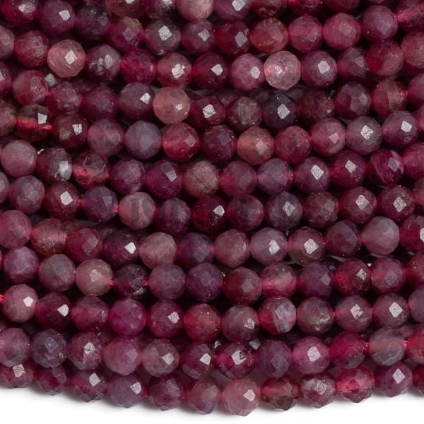 Turmaln bordov korlky 3mm brsen nra