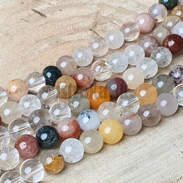 Krit s rutilom korlky 6mm jesenn mix farieb polnra