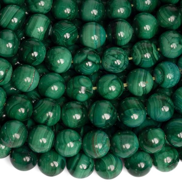 Malachit kor�lky 10mm pol�n�ra