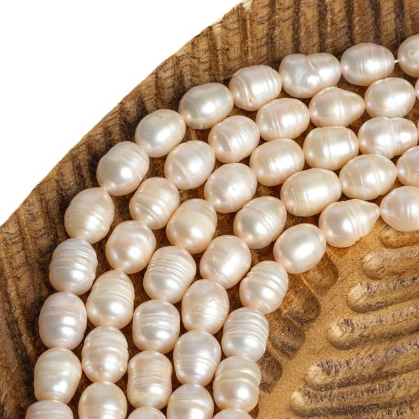 Perly rie�ne kor�lky 8-9mm podlhovast� svetlo marhu�ov� �n�ra