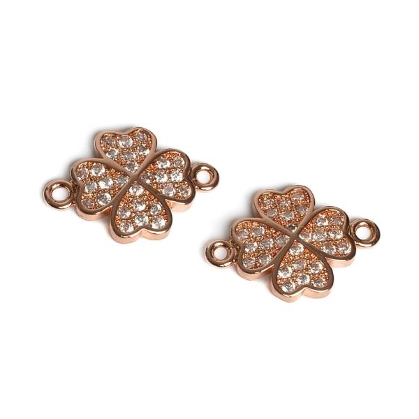 �tvorl�stok medzikus ru�ov� zlato s bielymi zirk�nmi