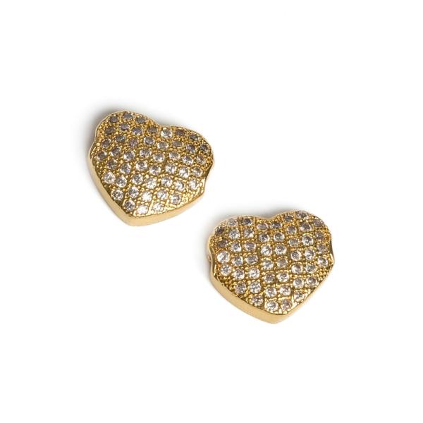 Srdce kor�lka ploch� zlat� s bielymi zirk�nmi