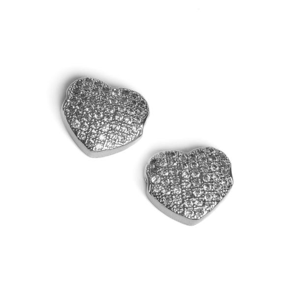 Srdce kor�lka ploch� strieborn� s bielymi zirk�nmi