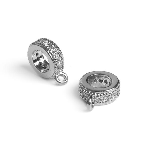 Rondelka so z�vesom kor�lka strieborn� s bielymi zirk�nmi