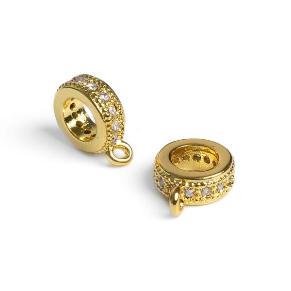 Rondelka so z�vesom kor�lka zlat� s bielymi zirk�nmi