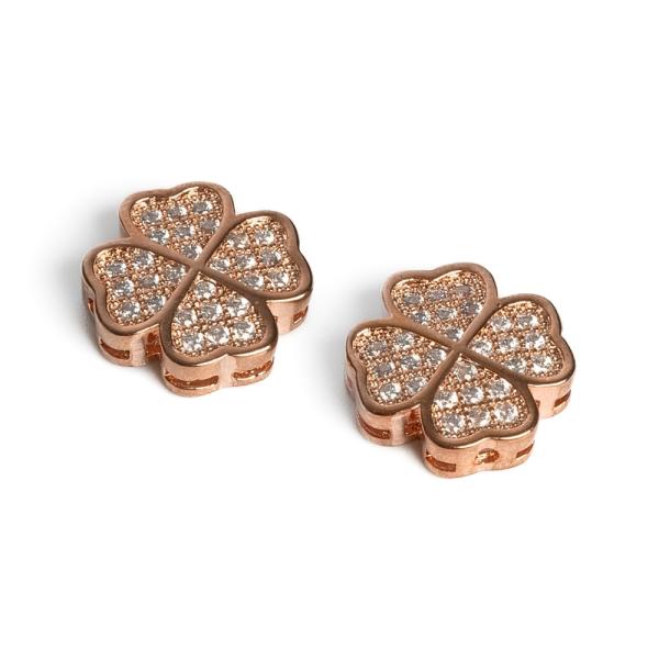 �tvorl�stok kor�lka ploch� ru�ov� zlato s bielymi zirk�nmi