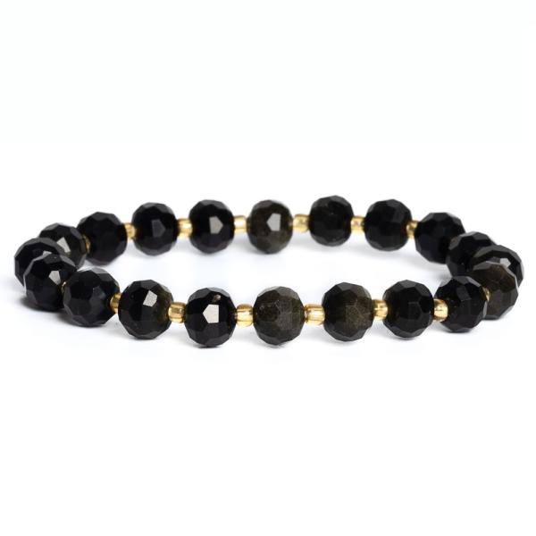 N�ramok obsidi�n zlat� 6x8mm br�sen� rondelky s rokajlom