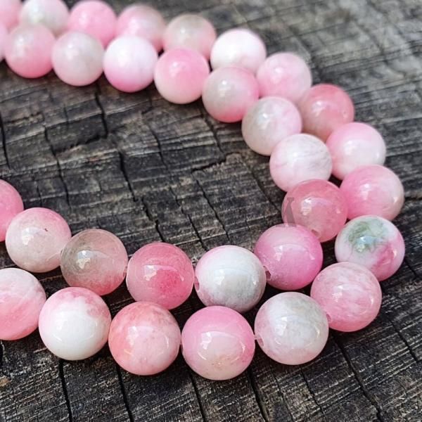 Jadeit korlky 8mm ruovo zelenkav nra