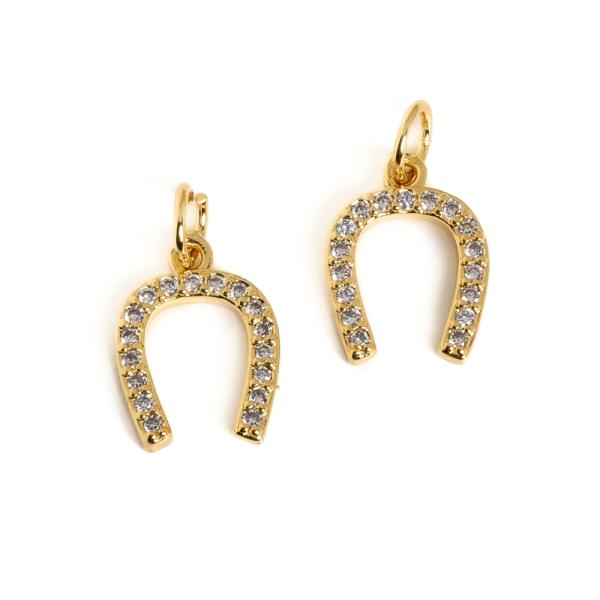 Podkova v��ia pr�vesok zlat� s bielymi zirk�nmi