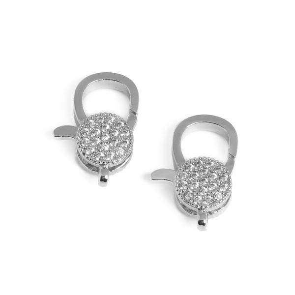 Karabina 20x13mm strieborn� s bielymi zirk�nmi