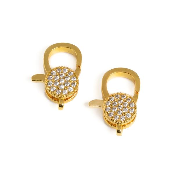 Karabina 20x13mm zlat� s bielymi zirk�nmi