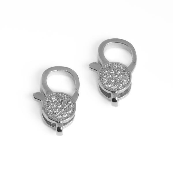 Karabina 16x10mm strieborn� s bielymi zirk�nmi