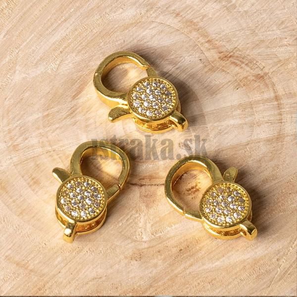 Karabina 16x10mm zlat s bielymi zirknmi