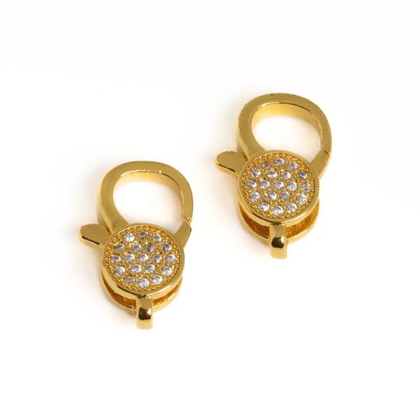 Karabina 16x10mm zlat� s bielymi zirk�nmi