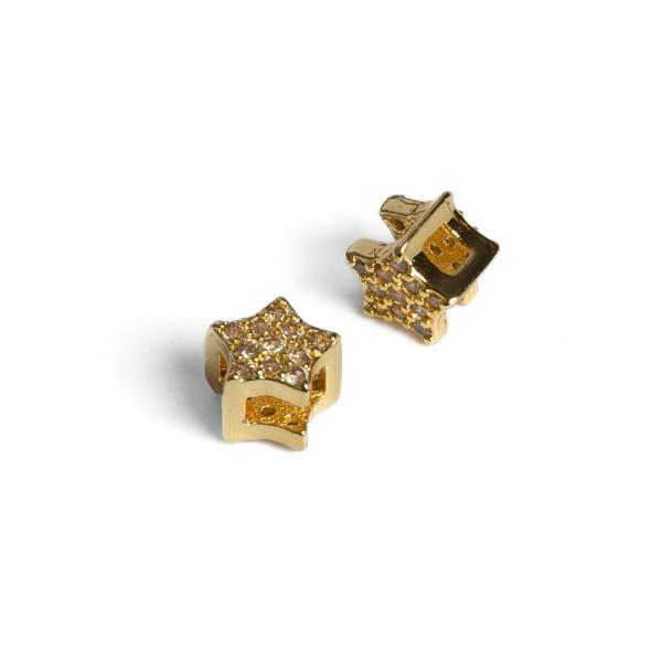 Minihviezdi�ka kor�lka 5,5mm zlat� s bielymi zirk�nmi