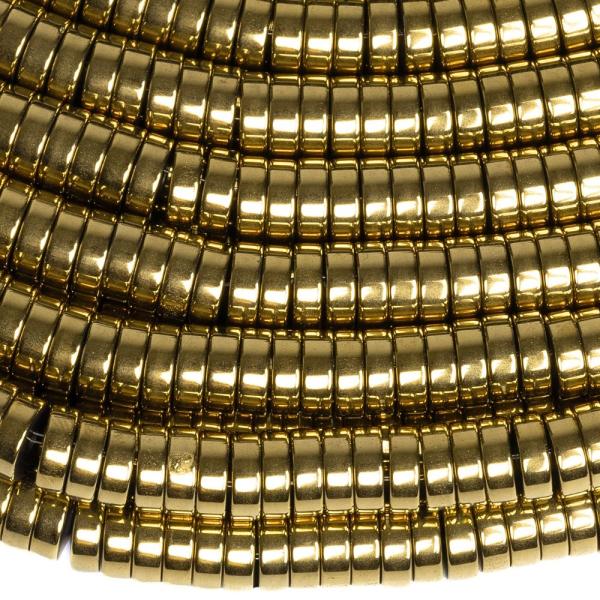 Hematit kor�lky heishi 6mm svetlozlat� �n�ra