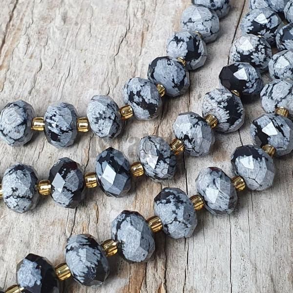 Obsidin vlokov korlky 6x10mm rondelky brsen polnra