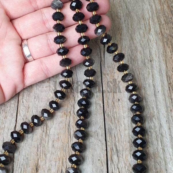 koralky-z-mineralu-obsidian-strieborny-6x10mm-brusene-rondelky-fazetovane-leskle-sedocier