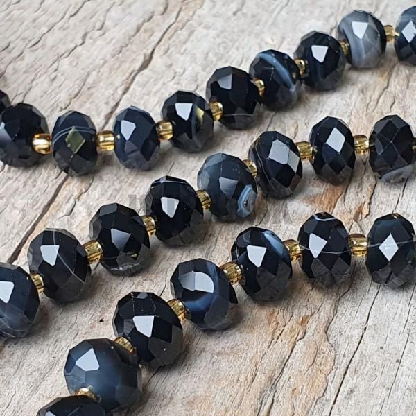 Acht krajkov ierny korlky 6x10mm rondelky brsen polnra