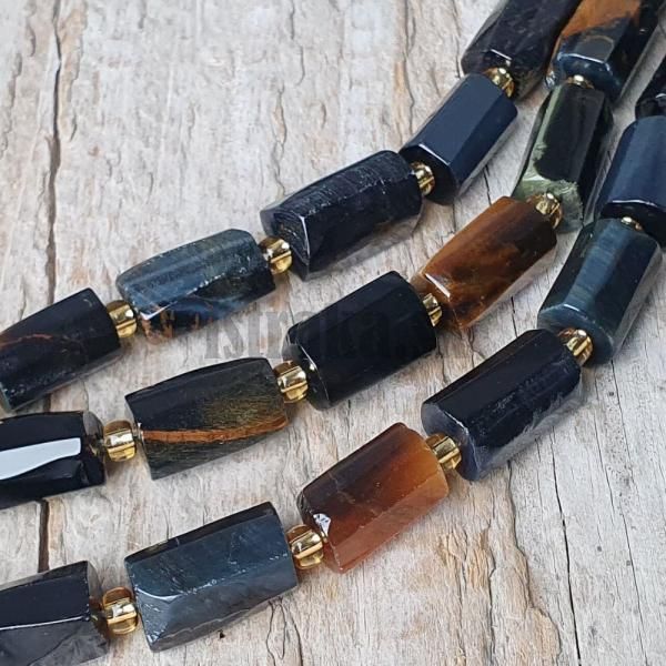 Tigrie oko ierno-hned korlky 8x12mm valeky leskl polnra