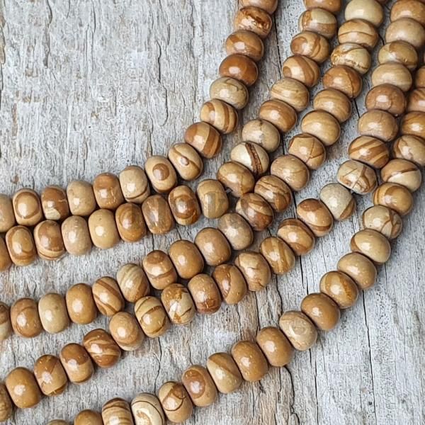 Jaspis woodgrain korlky 4x6mm tun rondelky polnra