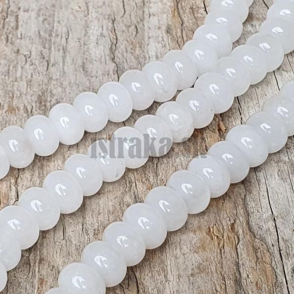 Jadeit korlky 5x8mm mliene biele tun rondelky polnra