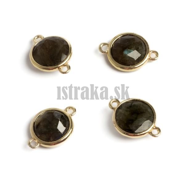 Medzikus labradorit 16x12mm placka  so zlatm rmom