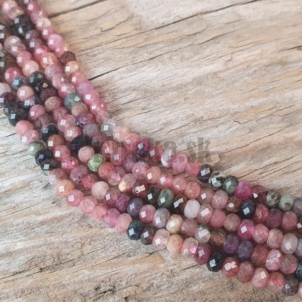Turmaln mix farieb korlky 4x3mm brsen rondelky polnra