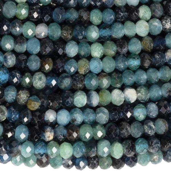 Turmal�n modr� kor�lky 3x2mm rondelky br�sen� �n�ra