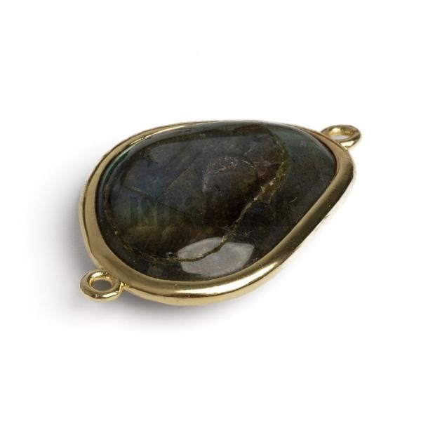 Medzikus labradorit 18x30mm asymetrick so zlatm rmom