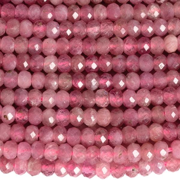 Turmal�n ru�ov� kor�lky 3x2mm rondelky  br�sen� �n�ra