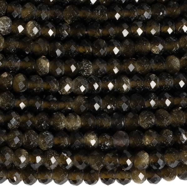 Obsidi�n zlat� kor�lky 3x2mm rondelky br�sen� �n�ra