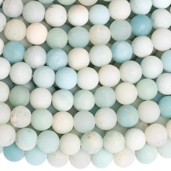 Amazonit kor�lky 6mm bledotyrkysov� matn� �n�ra 2. trieda ( s inkl�ziami)