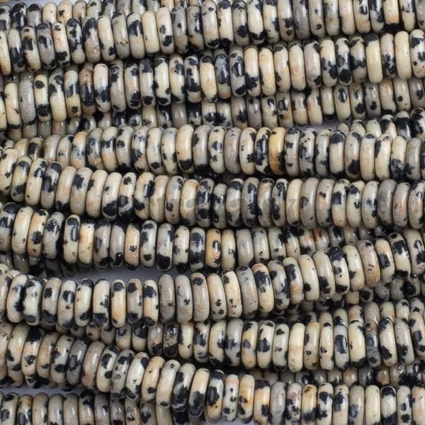 Jaspis dalmatnsky korlky 6x2mm zke rondelky polnra