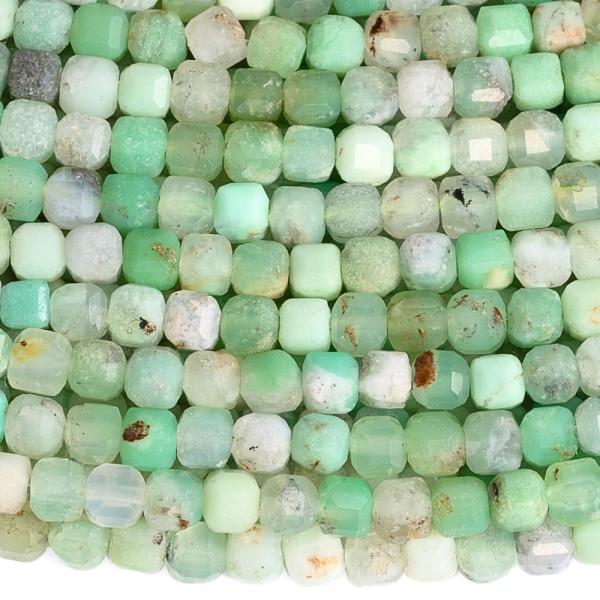 Chryzopras kor�lky 3,5mm kocky br�sen� pol�n�ra