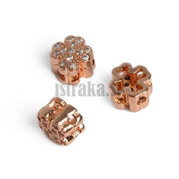 Minitvorlstok korlka ruov zlato s bielymi zirknmi