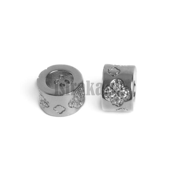 Rondelka so tvorlstkom korlka strieborn s bielymi zirknmi